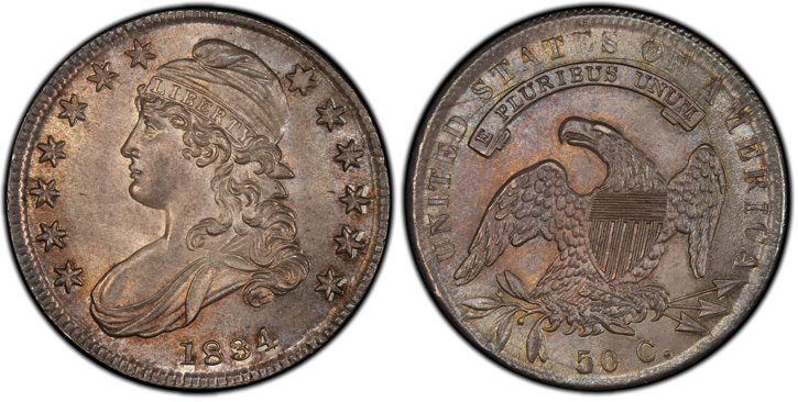 1834 Capped Bust Half Dollar. O-110. Small Date, Small Letters.  MS-66+ (PCGS).